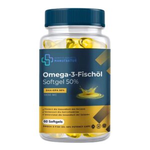 Rheinische Arzneimittel Manufaktur Omega-3 Fish Oil Softgel 50% – 1000 mg – 60 Softgels