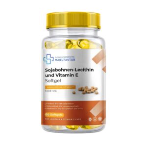 Sojabohnen-Lecithin und Vitamin E Softgel – 1000 mg – 60 Softgels