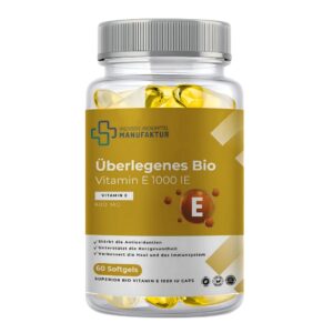 Überlegenes Bio-Vitamin E 1000 IE Softgel – 600 mg – 60 Softgels